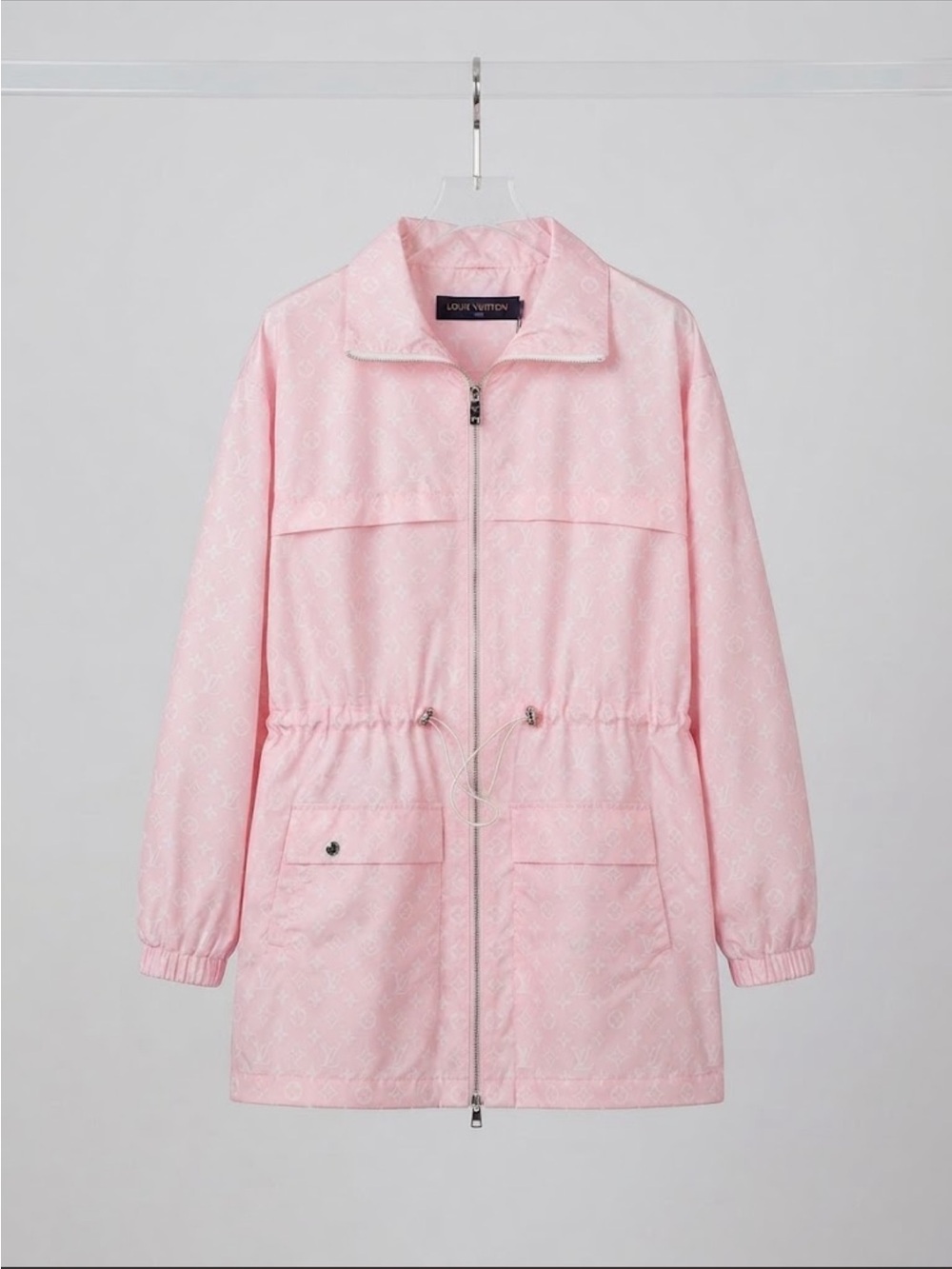 NWT FASHION Pink Monogram Drawstring windbreaker Parka Jacket